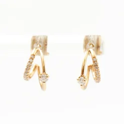 Pavé & Prong Diamond Double Wire Huggie Hoops