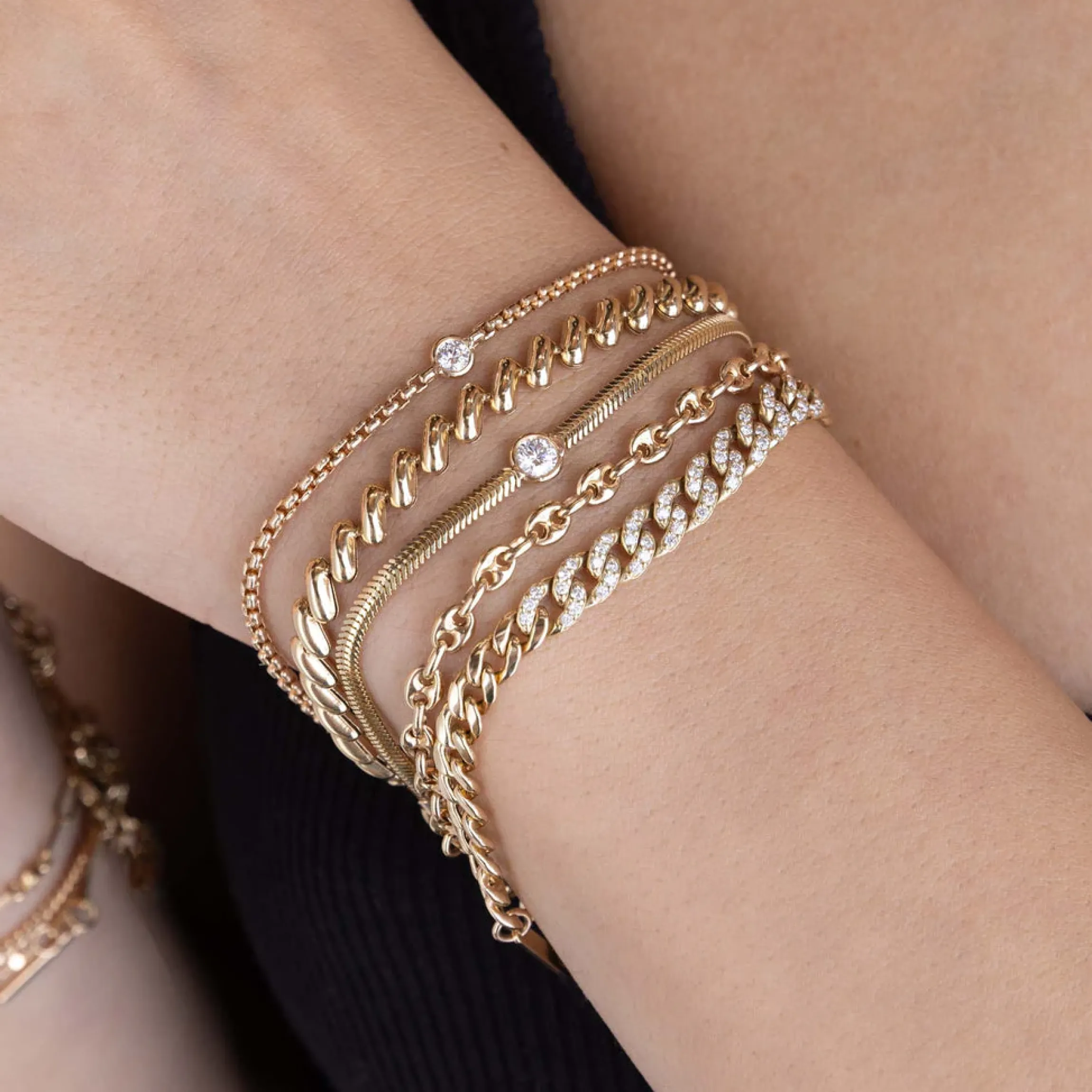 Pavé Link Medium Curb Chain Bracelet