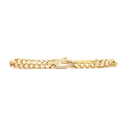Pavé Oval Link on Medium Curb Chain Bracelet