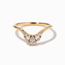 Pear & Brilliant Diamond Crown Nesting Wedding Ring