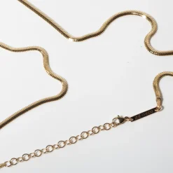 Pear Blue Sapphire Bezel Pendant Snake Chain Necklace