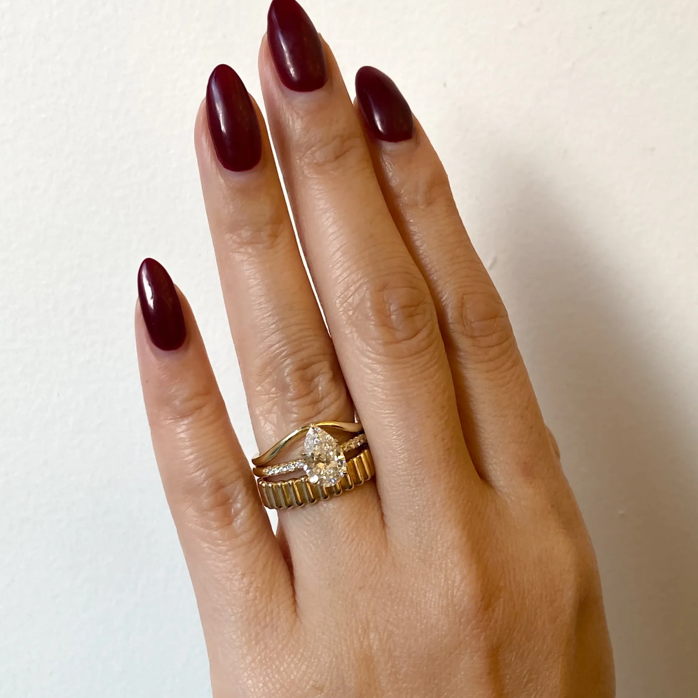 Pear Diamond Pavé Vault Ring
