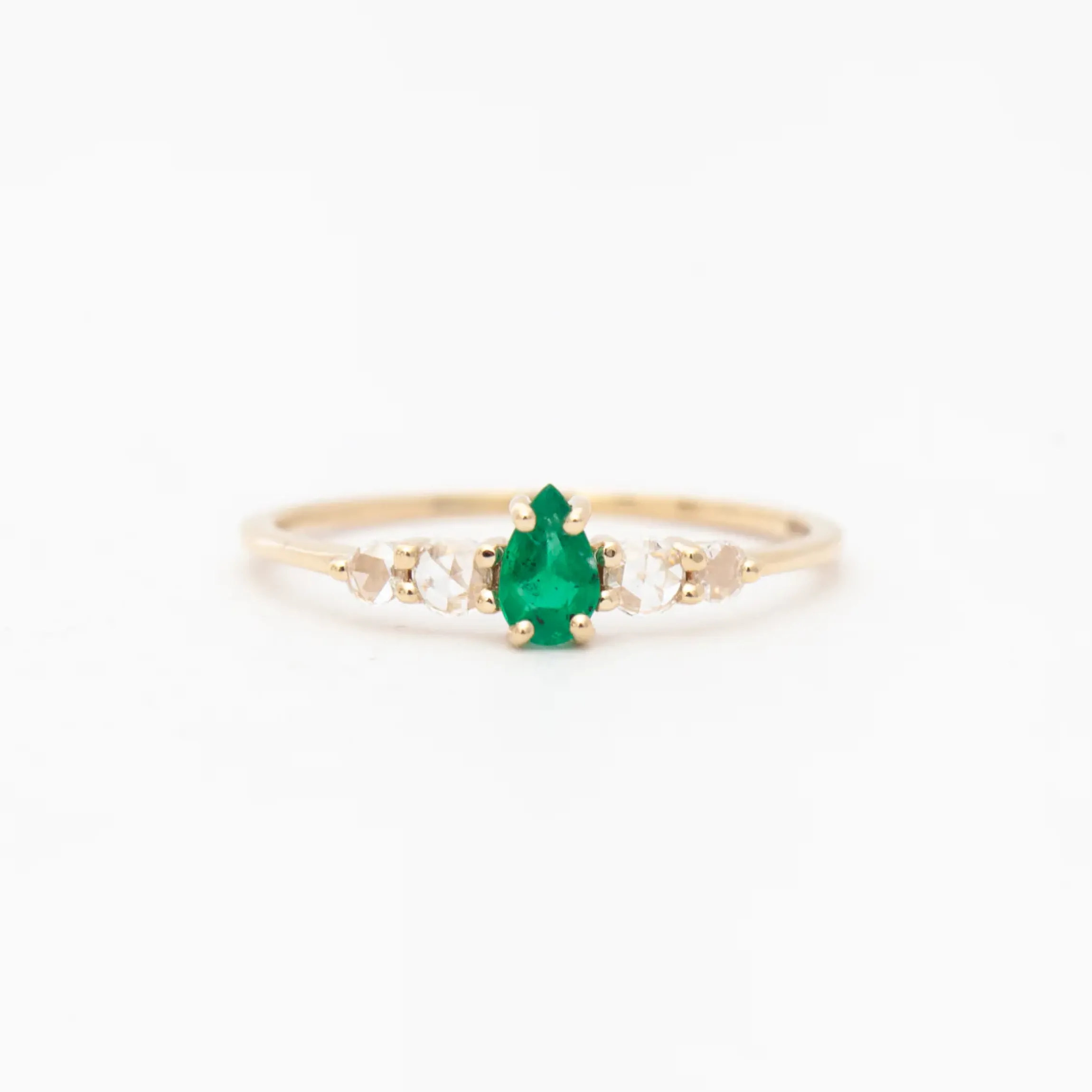 Pear Emerald Bellatrix Ring
