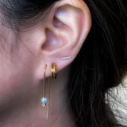 Pearl and Diamond Wire Earrings