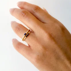 Petite Sapphire Baguette Equilibrium Ring