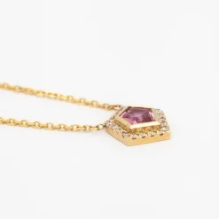 Pink Sapphire Midi Mosaic Shape Necklace