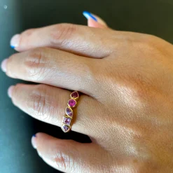 Pink Sapphire Ombre Multi-Shape Bezel Band