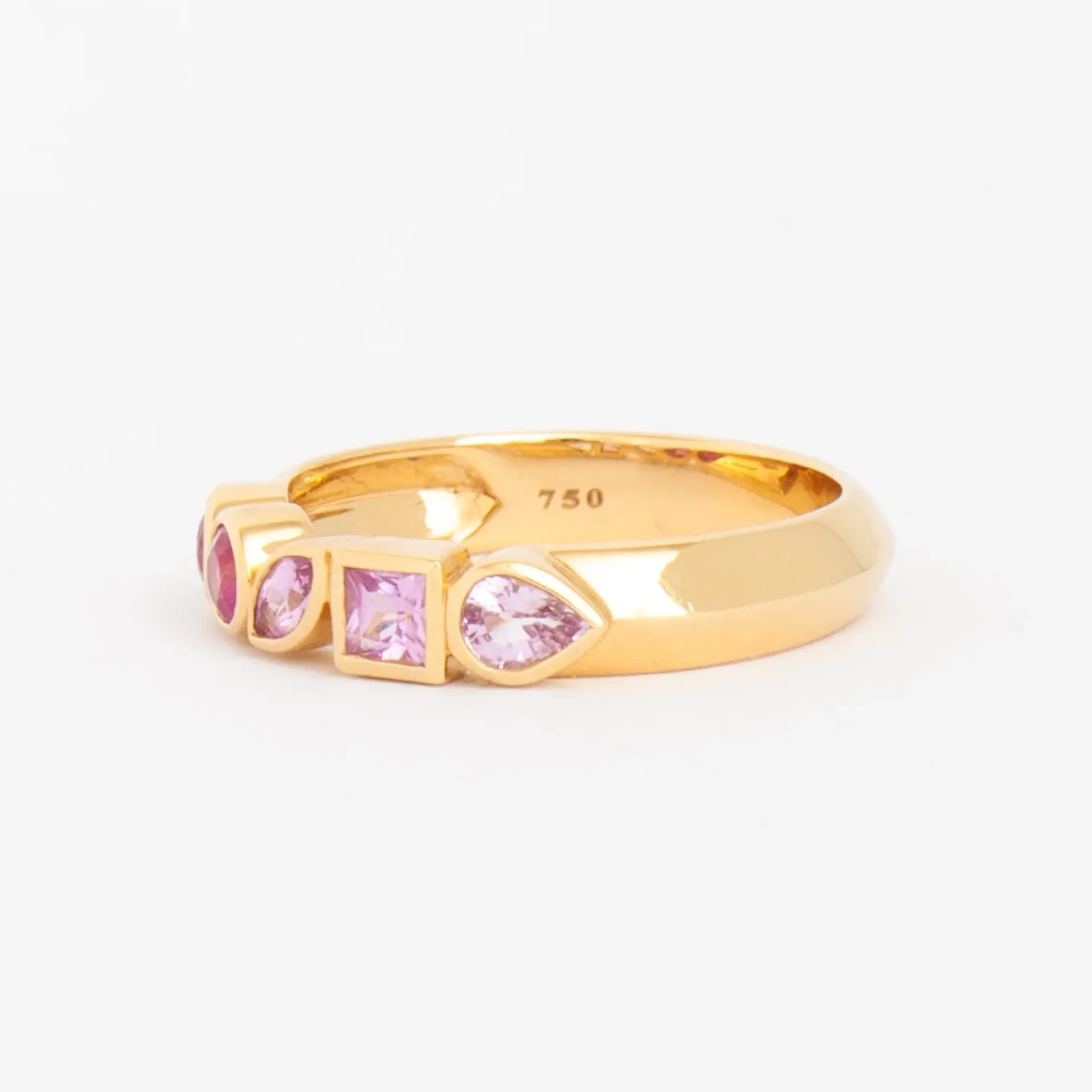 Pink Sapphire Ombre Multi-Shape Bezel Band