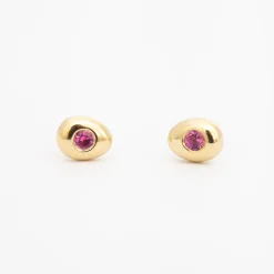Pink Sapphire Pebble Studs