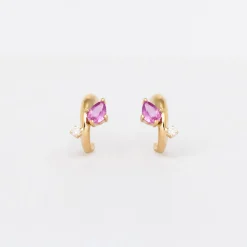 Premier Amigos Pink Sapphire & Diamond J Hoops