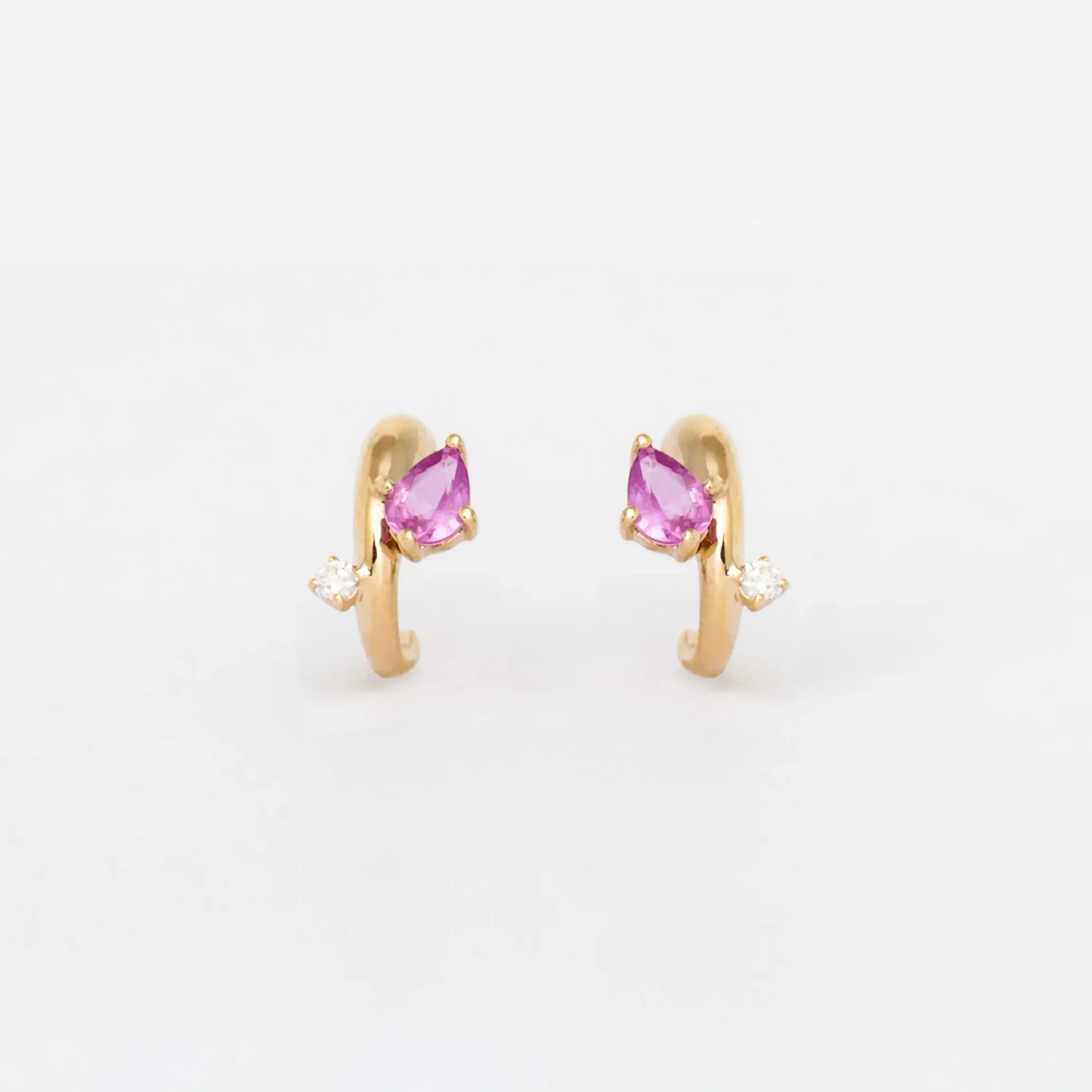 Premier Amigos Pink Sapphire & Diamond J Hoops