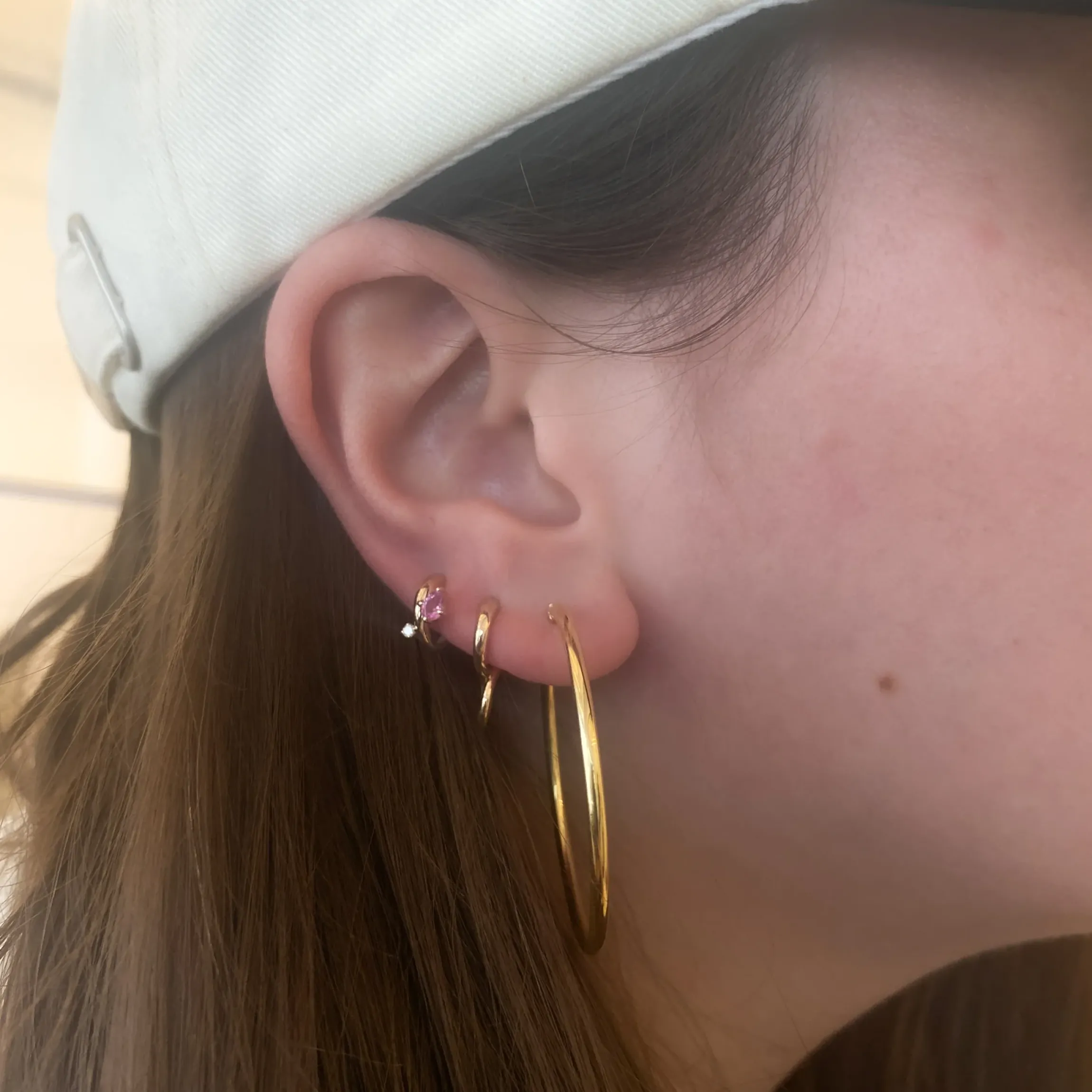 Premier Amigos Pink Sapphire & Diamond J Hoops