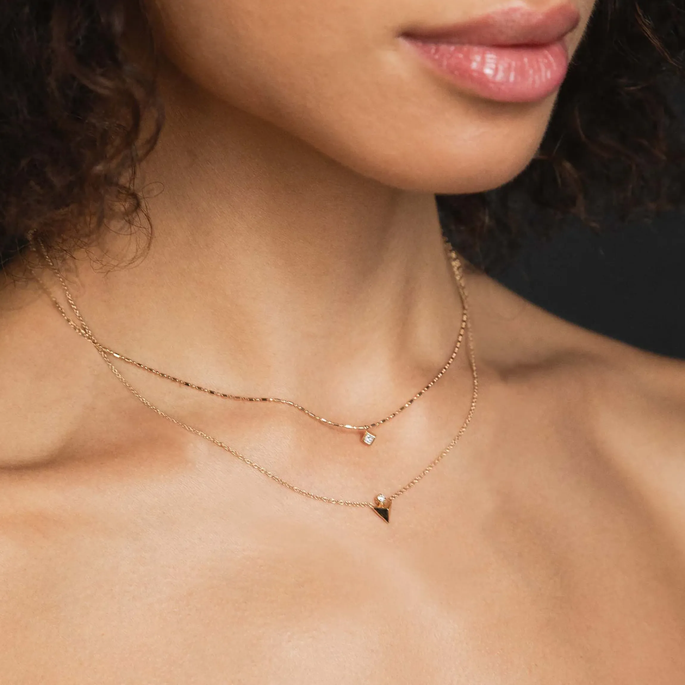 Princess Diamond Tube Bar Chain Necklace