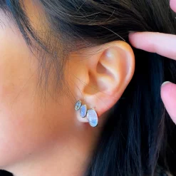Rainbow Moonstone, Ethiopian Opal, & White Zircon Taper Earrings