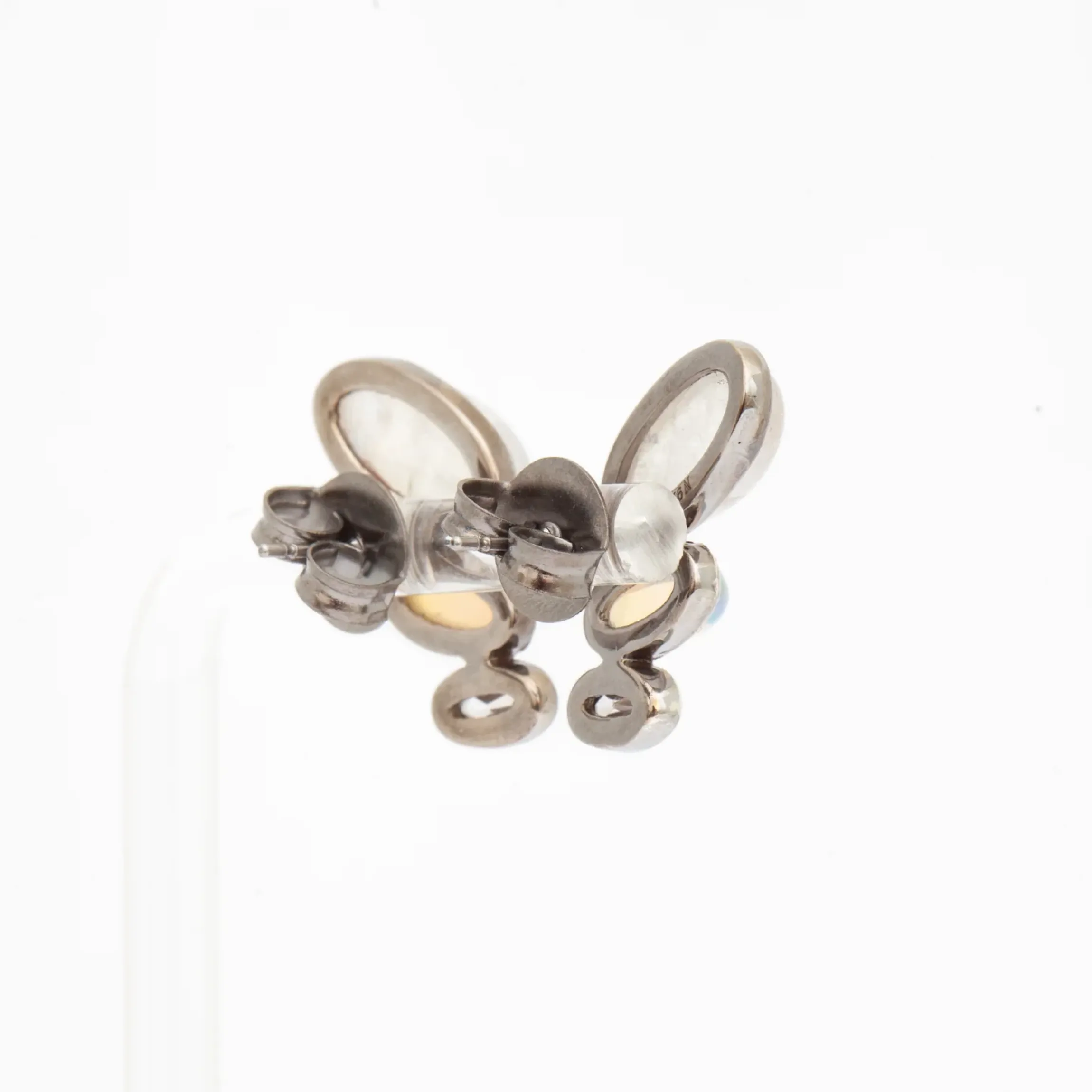 Rainbow Moonstone, Ethiopian Opal, & White Zircon Taper Earrings