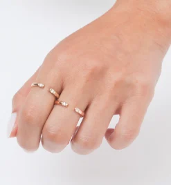 Rose Gold Half Round Two Diamond Ring