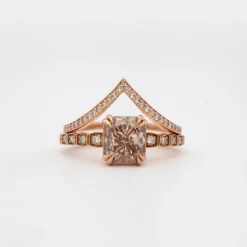 Rose Gold White Diamond Dusted Chrysalis Band