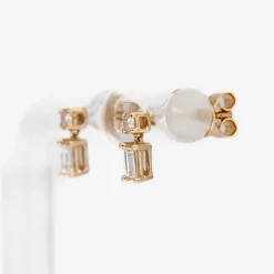 Round & Baguette Diamond Studs