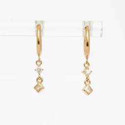 Round & Princess Diamond Dangle Huggies