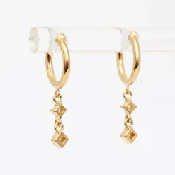 Round & Princess Diamond Dangle Huggies