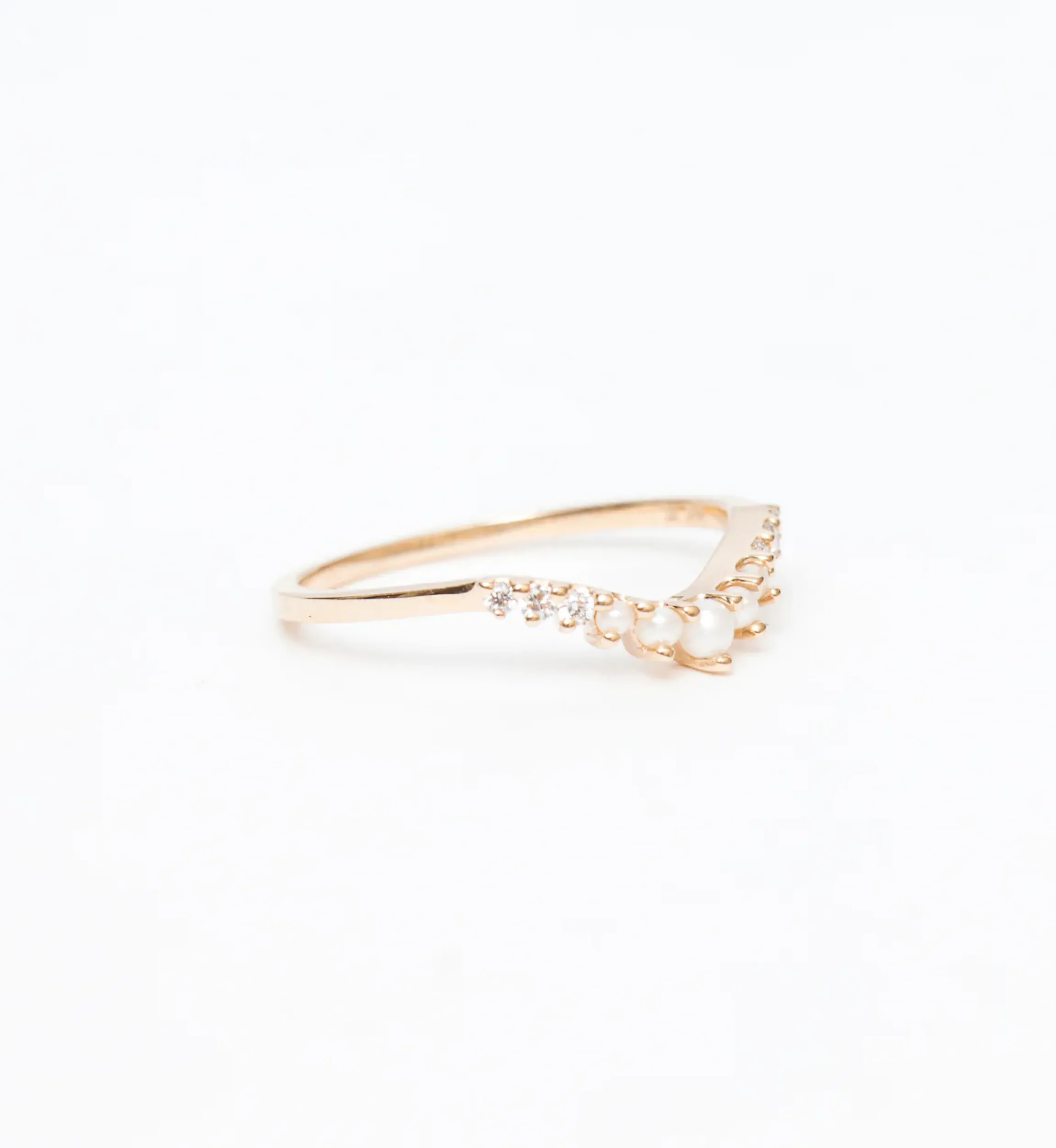 Seed Pearl & White Diamond Tiara Curve Band