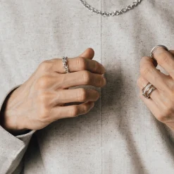 Serpens Silver Chain Ring