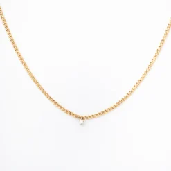 Single Prong Diamond Small Curb Chain Necklace