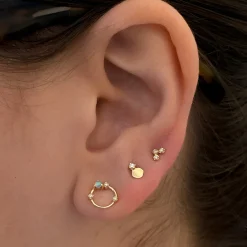 Single Small Disc Stud with Diamonds w/ 5 mm Flat Back