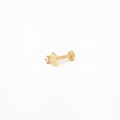 Single Small Disc Stud with Diamonds w/ 5 mm Flat Back