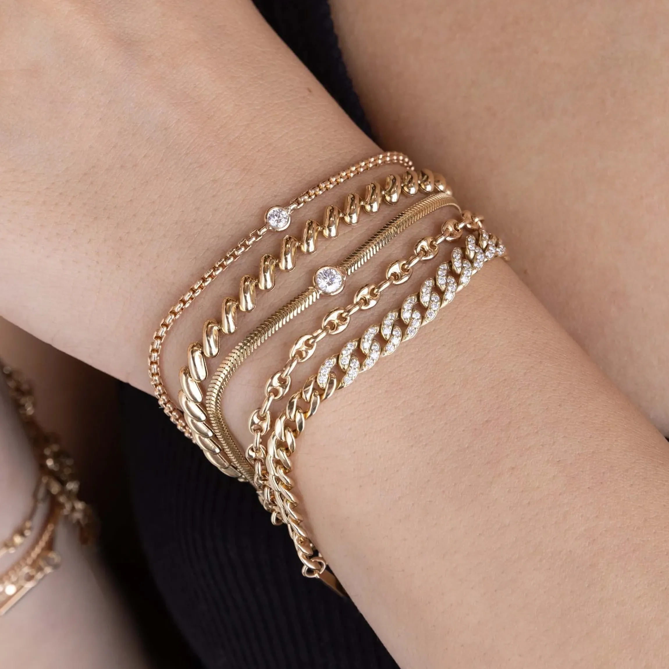 Small Puffed Mariner Chain Bracelet