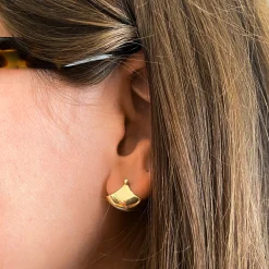 Solid Gold Huggie Fan Earrings