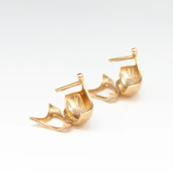 Solid Gold Huggie Fan Earrings