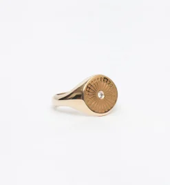 Sunbeam Engraved Signet Ring