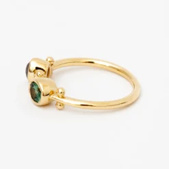 Teal Sapphire & Grey Diamond Florescence Ring