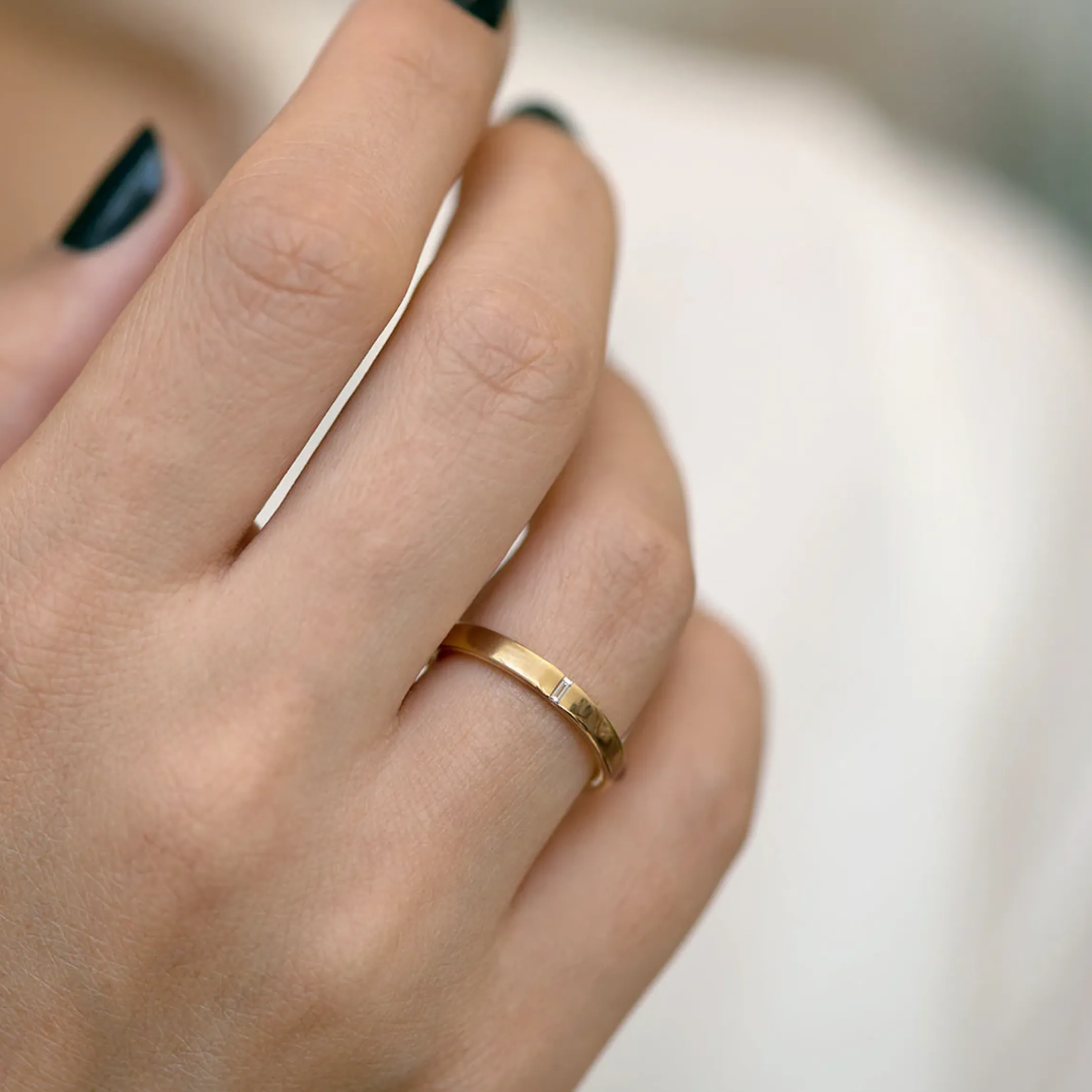 Thin Baguette Wedding Band