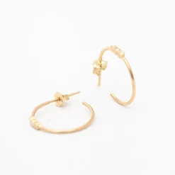 Three Bezel Set Diamond Small Hoops