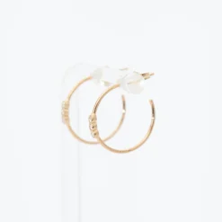 Three Bezel Set Diamond Small Hoops