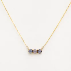 Three Rose-cut Blue Sapphire Equilibrium Necklace