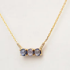 Three Rose-cut Blue Sapphire Equilibrium Necklace