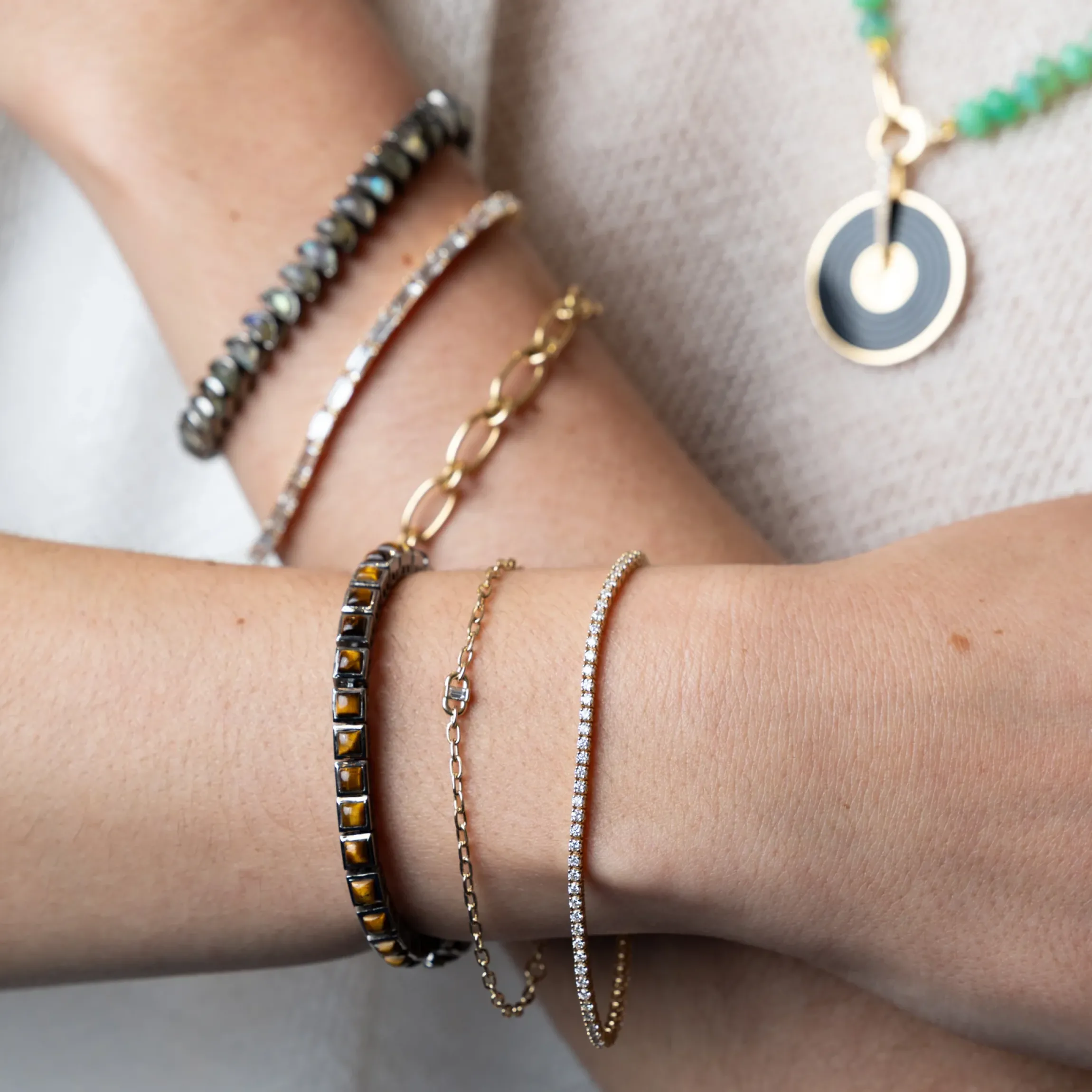 Tiger's Eye Mini Tile Tennis Bracelet