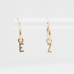 Tiny Initial Charm Hoop Earring (Single)