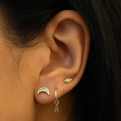 Tiny Initial Charm Hoop Earring (Single)