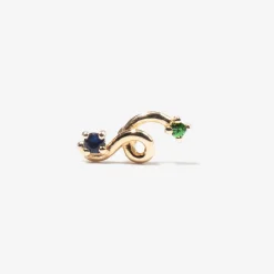 Tsavorite and Blue Sapphire Mini Loop Earring