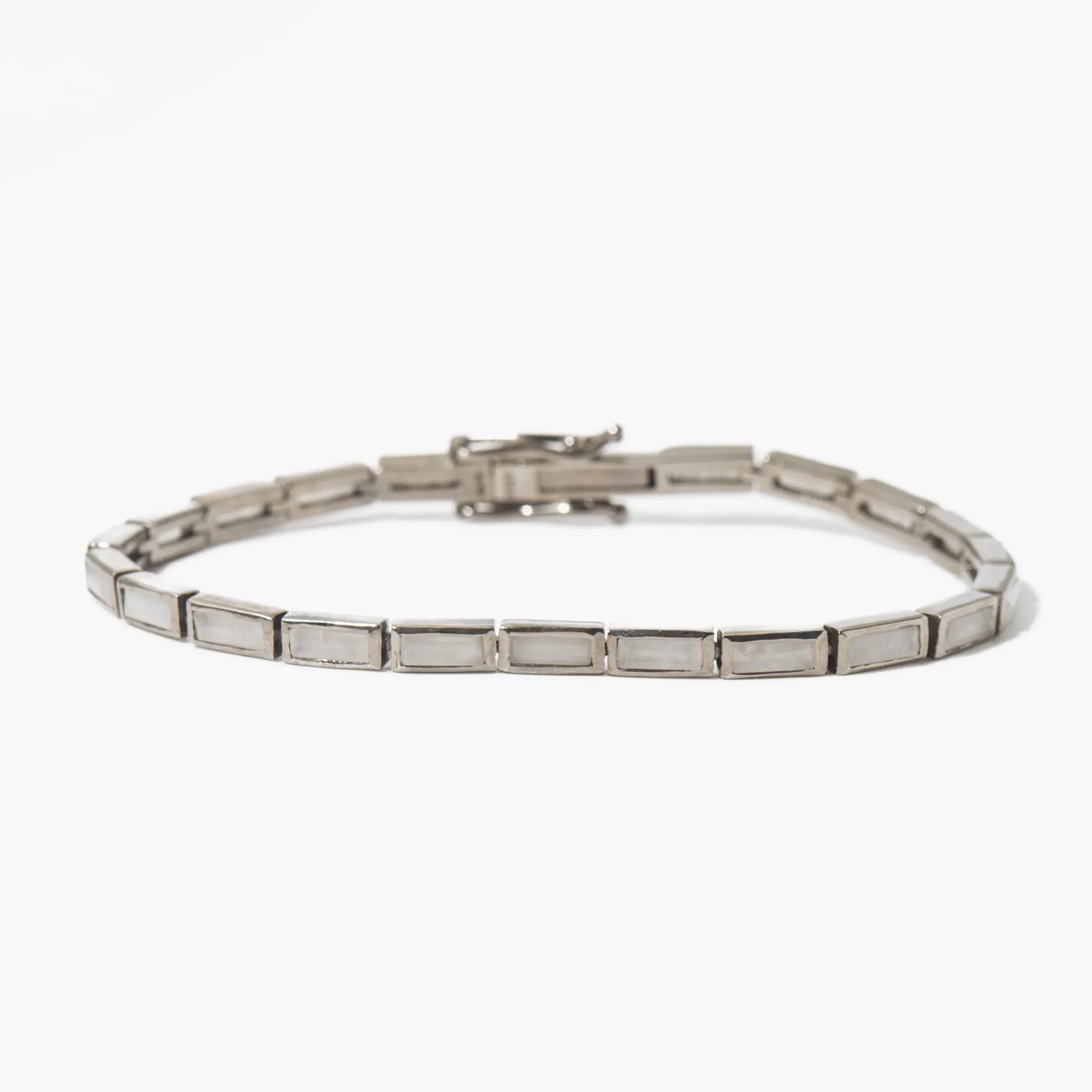 White Agate Linear Baguette Tile Bracelet