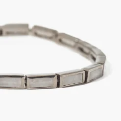 White Agate Linear Baguette Tile Bracelet