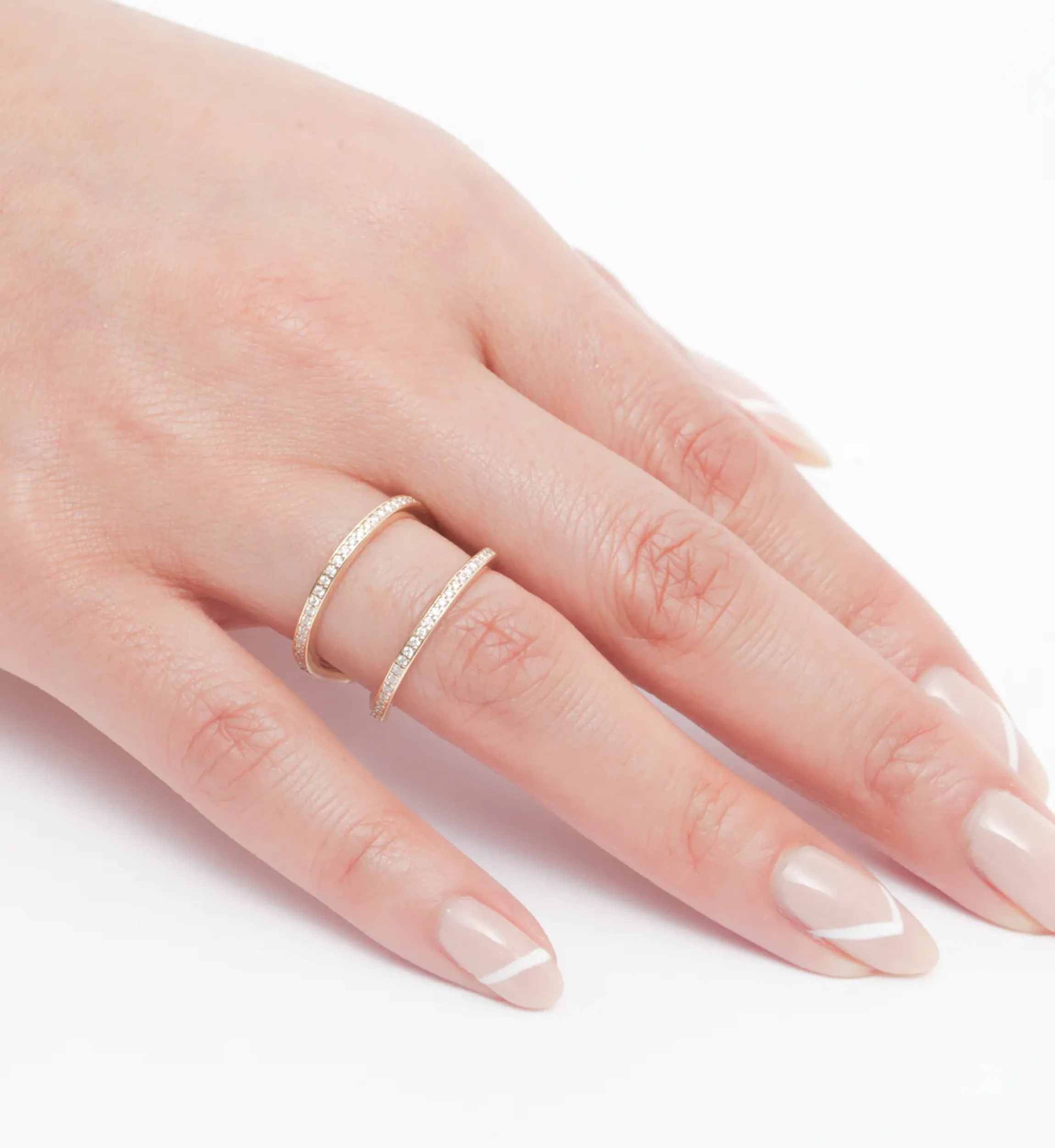 White Diamond Acute Enclose Ring, GOLD, 6