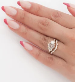 White Diamond Celestine Curve Band