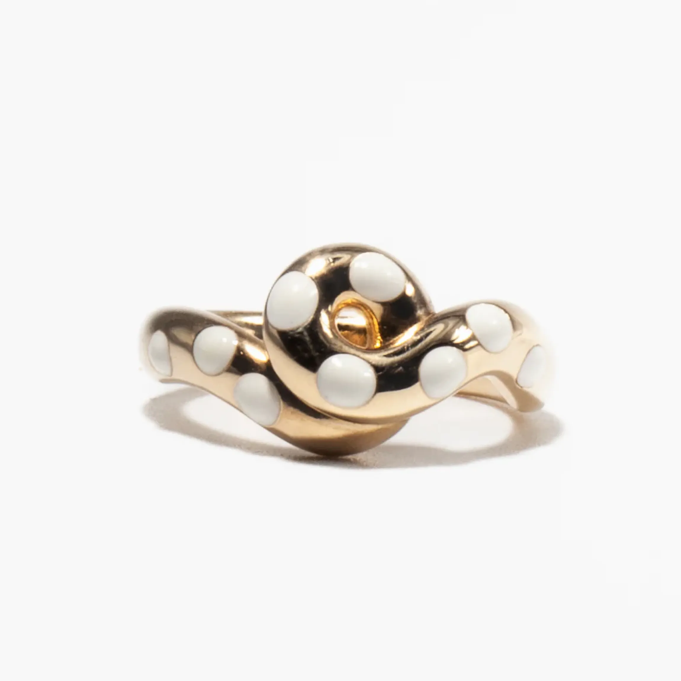White Enamel Chunky Wave Ring