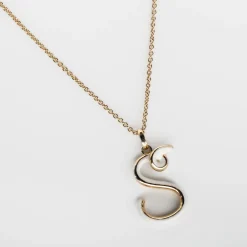 White Enamel Half-Half Initial Pendant Necklace
