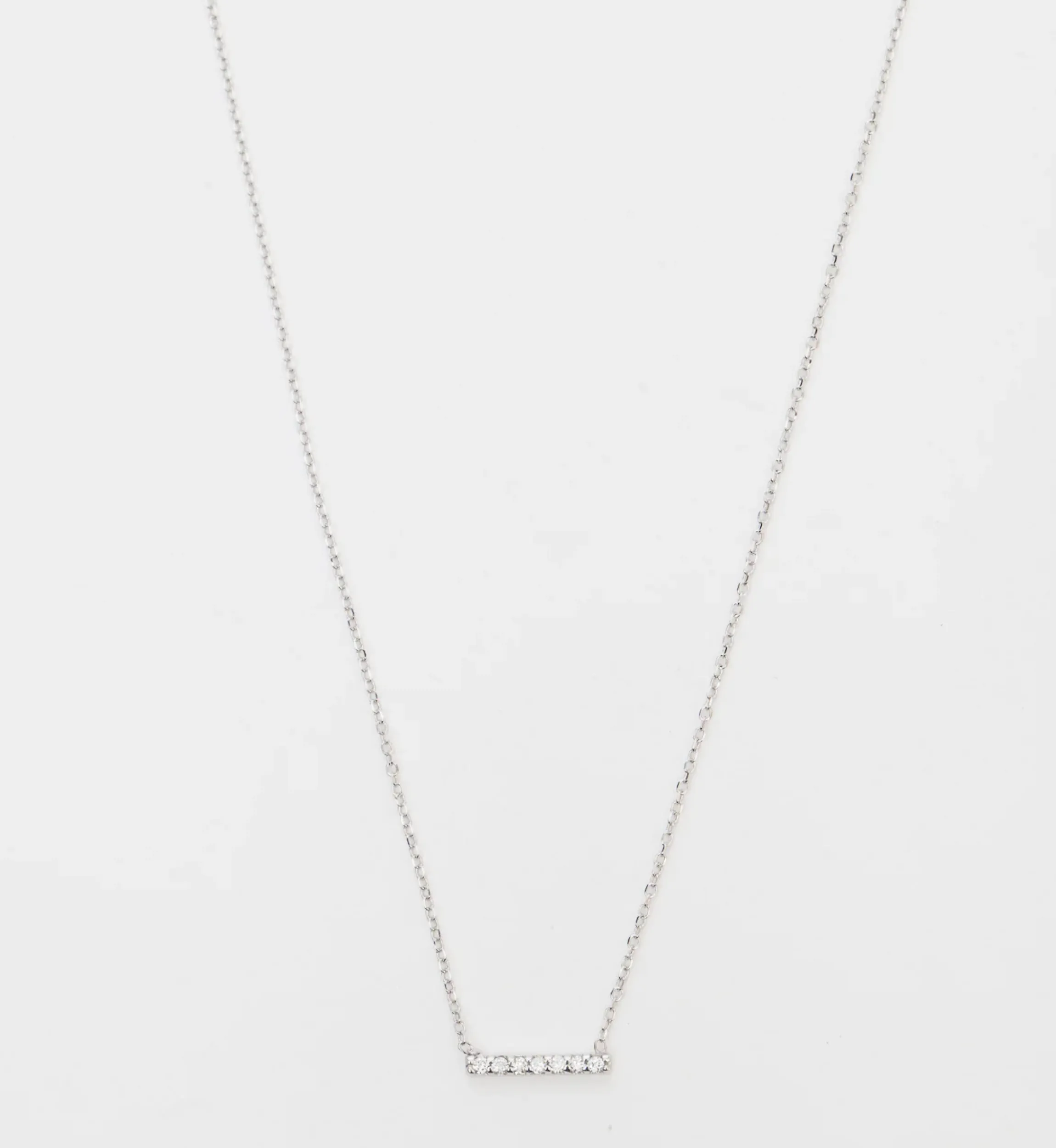 White Gold 7 Diamond Pavé Bar Necklace